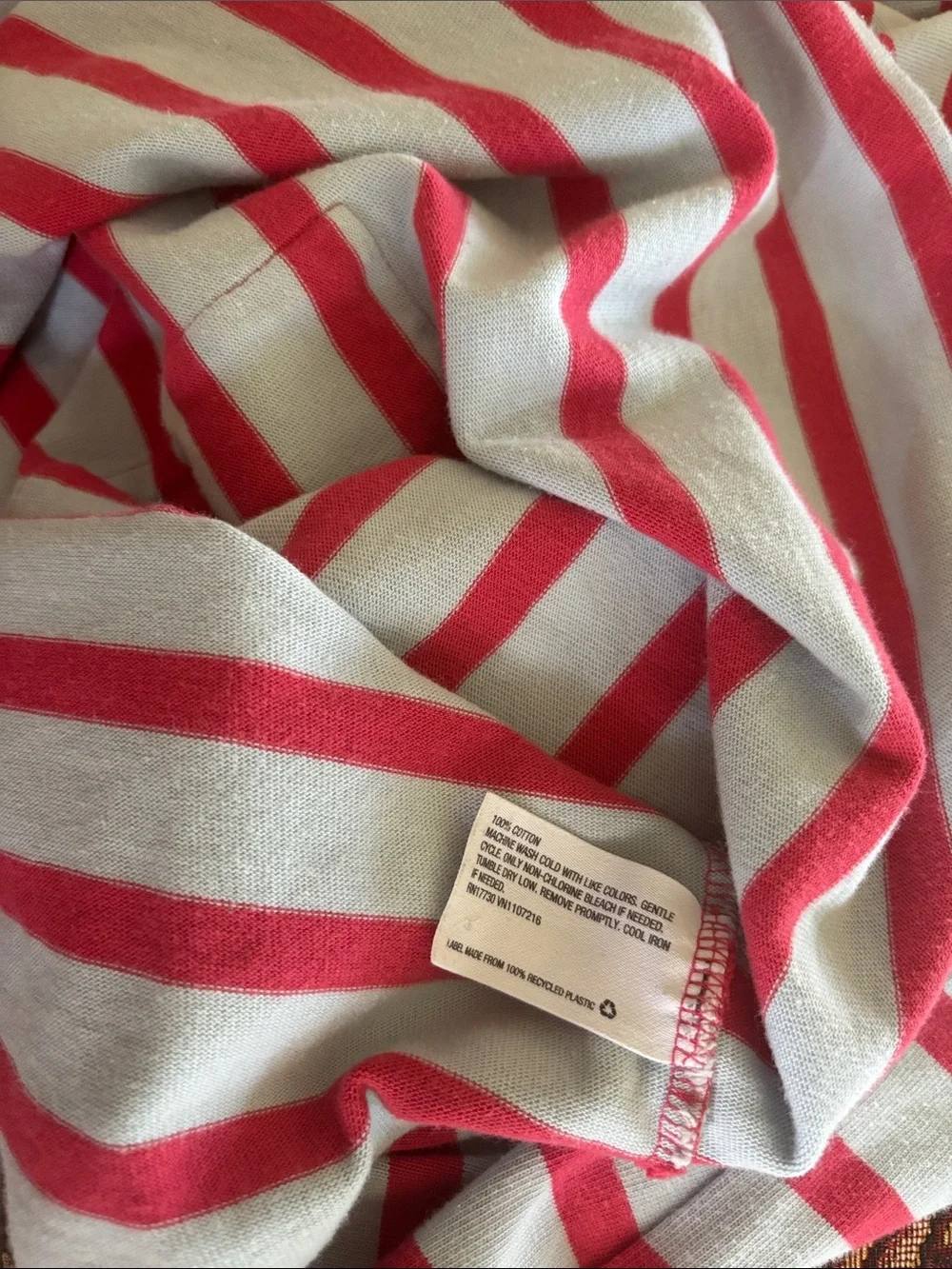 The Nines By HATCH Striped T-Shirt Costal Dress L Pockets Red Gray Luxe Cotton